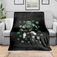 Leprechaun Football Dabbing Pose Throw Blanket Lucky Irish Gift