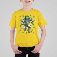 Leprechaun Football Dabbing Pose T Shirt For Kid Lucky Irish Gift