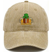Funny Leprechaun Hat American Football Washed Cotton Baseball Cap