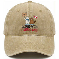I Stand With Greenland Washed Cotton Baseball Cap Anti Authoritarian Political Gag Gift