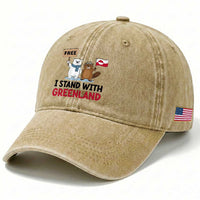 I Stand With Greenland Washed Cotton Baseball Cap Anti Authoritarian Political Gag Gift