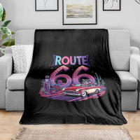 Route Highway 66 Americana Adventure Throw Blanket Cute Raccoon Driving Car