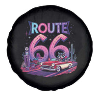 Route Highway 66 Americana Adventure Spare Tire Cover Cute Raccoon Driving Car