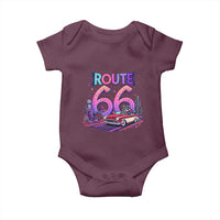 Route Highway 66 Americana Adventure Baby Onesie Cute Raccoon Driving Car