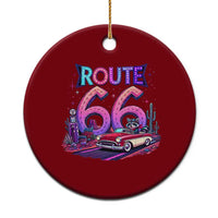 Route Highway 66 Americana Adventure Ceramic Ornament Cute Raccoon Driving Car