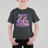 Route Highway 66 Americana Adventure T Shirt For Kid Cute Raccoon Driving Car