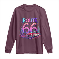 Route Highway 66 Americana Adventure Long Sleeve Shirt Cute Raccoon Driving Car