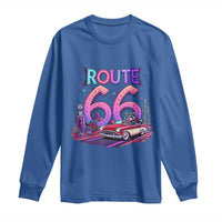 Route Highway 66 Americana Adventure Long Sleeve Shirt Cute Raccoon Driving Car
