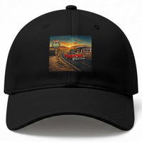 Route Highway 66 Raccoon Baseball Cap Americana Road Trip