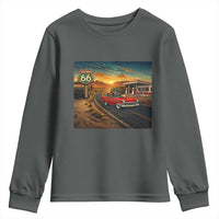 Route Highway 66 Raccoon Youth Sweatshirt Americana Road Trip