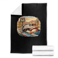 Route Highway 66 Cat Throw Blanket Americana Road Trip