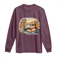 Route Highway 66 Cat Long Sleeve Shirt Americana Road Trip