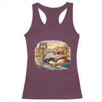 Route Highway 66 Cat Racerback Tank Top Americana Road Trip