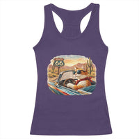 Route Highway 66 Cat Racerback Tank Top Americana Road Trip