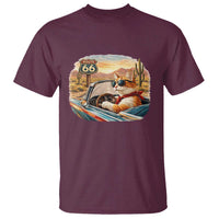 Route Highway 66 Cat T Shirt Americana Road Trip