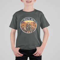 Route Highway 66 Motorcycle Cat T Shirt For Kid Road Trip Adventure