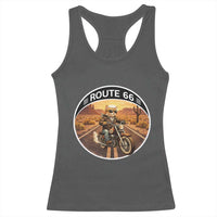 Route Highway 66 Motorcycle Cat Racerback Tank Top Road Trip Adventure