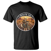 Route Highway 66 Motorcycle Cat T Shirt Road Trip Adventure