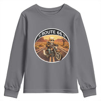Route Highway 66 Motorcycle Cat Youth Sweatshirt Road Trip Adventure