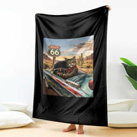 Funny Route Highway 66 Cat Lover Throw Blanket Mother Road Travel Gift