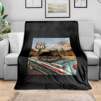 Funny Route Highway 66 Cat Lover Throw Blanket Mother Road Travel Gift