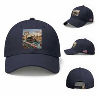Funny Route Highway 66 Cat Lover Baseball Cap Mother Road Travel Gift