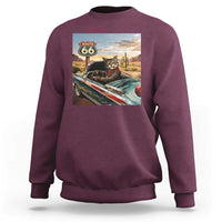 Funny Route Highway 66 Cat Lover Sweatshirt Mother Road Travel Gift