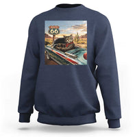Funny Route Highway 66 Cat Lover Sweatshirt Mother Road Travel Gift