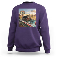 Funny Route Highway 66 Cat Lover Sweatshirt Mother Road Travel Gift