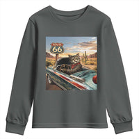 Funny Route Highway 66 Cat Lover Youth Sweatshirt Mother Road Travel Gift