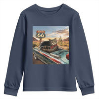 Funny Route Highway 66 Cat Lover Youth Sweatshirt Mother Road Travel Gift
