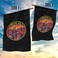 Route Highway 66 Motorcycle Cat Garden Flag Open Road Adventure Neon