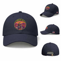 Route Highway 66 Motorcycle Cat Baseball Cap Open Road Adventure Neon