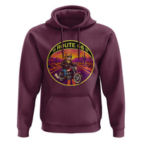 Route Highway 66 Motorcycle Cat Hoodie Open Road Adventure Neon