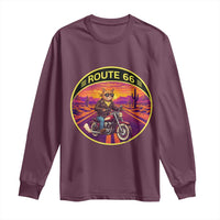 Route Highway 66 Motorcycle Cat Long Sleeve Shirt Open Road Adventure Neon