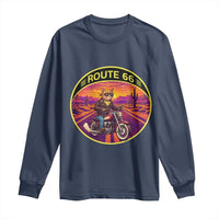 Route Highway 66 Motorcycle Cat Long Sleeve Shirt Open Road Adventure Neon