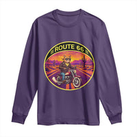 Route Highway 66 Motorcycle Cat Long Sleeve Shirt Open Road Adventure Neon