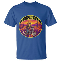 Route Highway 66 Motorcycle Cat T Shirt Open Road Adventure Neon