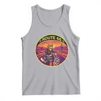 Route Highway 66 Motorcycle Cat Tank Top Open Road Adventure Neon