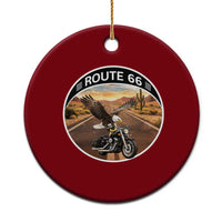 Route Highway 66 Motorcycle Eagle Ceramic Ornament Americana Adventure
