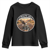 Route Highway 66 Motorcycle Eagle Youth Sweatshirt Americana Adventure