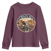Route Highway 66 Motorcycle Eagle Youth Sweatshirt Americana Adventure