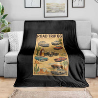Vintage Route Highway 66 Road Trip Poster Throw Blanket Open Road Adventure