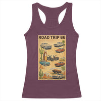 Vintage Route Highway 66 Road Trip Poster Racerback Tank Top Open Road Adventure