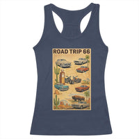 Vintage Route Highway 66 Road Trip Poster Racerback Tank Top Open Road Adventure