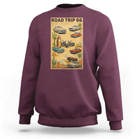 Vintage Route Highway 66 Road Trip Poster Sweatshirt Open Road Adventure
