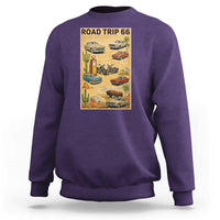 Vintage Route Highway 66 Road Trip Poster Sweatshirt Open Road Adventure