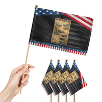 Vintage Route Highway 66 Road Trip Poster Patriotic Handheld Flag Open Road Adventure