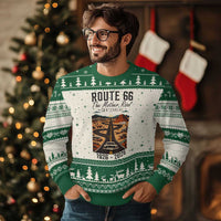 Route Highway 66 Mother Road Ugly Christmas Sweater Vintage Distressed Road Trip Adventure
