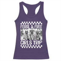 Funny Raccoon Girls Trip Travel Racerback Tank Top Feral And Free